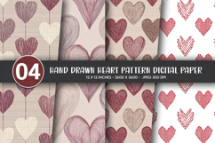Hand Drawn Heart Pattern Digital Paper Product Image 1