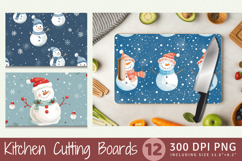 Cute Winter Snowman Cutting Boards sublimation Design Product Image 1