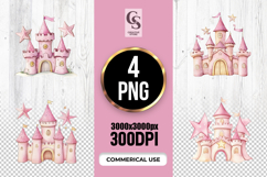 Watercolor Star Princess Castle Clipart Sublimation PNG Product Image 1