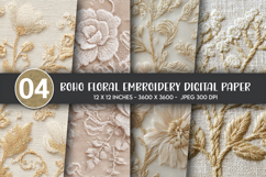 Embroidered Floral Scene Digital Paper Product Image 1