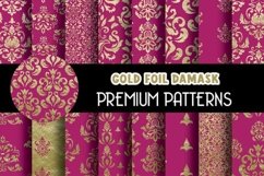 Royal Pink Gold Foil Damask Patterns Product Image 1
