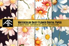 Watercolor Daisy Flower Digital Paper Pattern Product Image 1