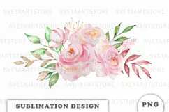 Watercolor Flowers Bouquet png Product Image 1