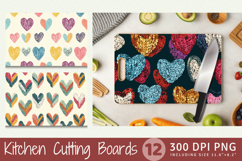 Cute Knitted Hearts Cutting Boards sublimation Design Product Image 1