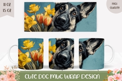 German Shepherd Mug Design, Flowers Mug Template Product Image 1