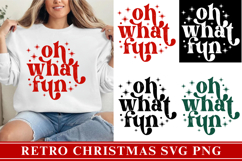 Retro Christmas Svg, Festive Holiday Quote, oh what fun Product Image 1