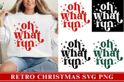 Retro Christmas Svg, Festive Holiday Quote, oh what fun Product Image 1
