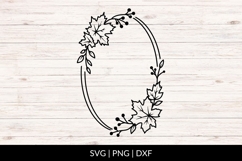 Hand Drawn Oval Autumn Leaves Frame SVG Product Image 1