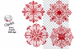 Embroidery, Flowers, Lace, PNG, Clipart, Red Product Image 1