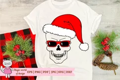 Skull Santa hat with glasses svg, christmas shirt man svg Product Image 1