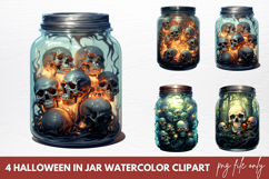 Halloween In Jar Watercolor Clipart Sublimation PNG Product Image 1