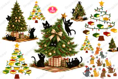 Christmas tree PNG, Meowy Christmas PNG, Bow Christmas tree Product Image 1
