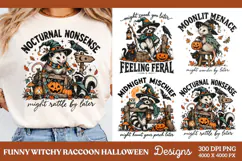 Nocturnal Nonsense Halloween Opossum PNG, Funny Witchy Woodl Product Image 1