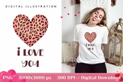 I love You T-Shirt Design, Valentine's Day Design PNG Product Image 1