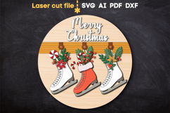 Christmas Ice Skates Sign SVG laser cut file for Glowforge Product Image 1