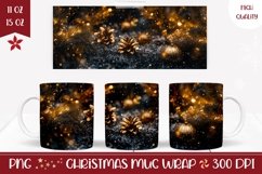 Gold Christmas Mug Sublimation, Winter Coffee Mug Wrap Product Image 1