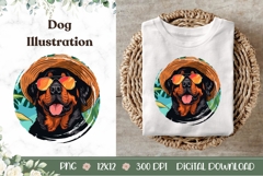 Summer Rottweiler Dog llustration, Cute Rottweiler Dog PNG Product Image 1