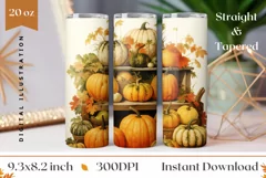 Watercolor Pumpkins Sublimation PNG, Pumpkins Tumbler Wrap Product Image 1