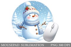 Snowman Mouse Pad Sublimation. Christmas Mouse Pad Product Image 1
