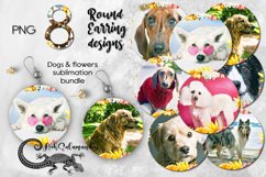 Dogs &amp; flowers | Sublimation Round earring design bundle Product Image 1