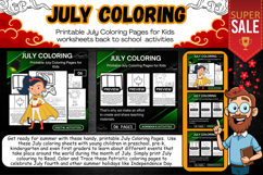 Printable July Coloring Pages for Kids Worksheets Product Image 1