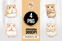 Cute Hamster Watercolor Clipart Sublimation PNG Product Image 1