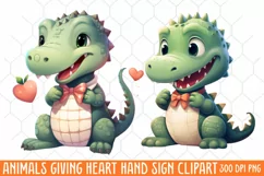 Animals Giving Heart Hand Sign, Watercolor Clipart Product Image 1