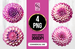 Pink Dahlia Flower Sphere Clipart Sublimation PNG Product Image 1