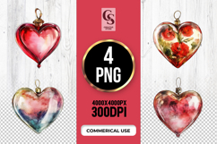 Watercolor Glass Heart Clipart PNG Product Image 1