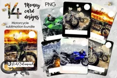 Watercolor Motorcycle | Bike Money Card Sublimation designs Product Image 1