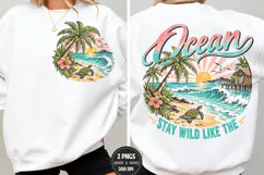 Ocean Front Back Shirt Design, Tropical Beach Front Back PNG Product Image 2