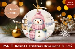 Christmas Round Ornament PNG, Christmas Snowman Ornament Product Image 1