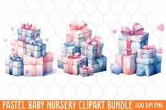 Pastel Baby Nursery Clipart Big, Baby Boy Elephant Clipart Product Image 1