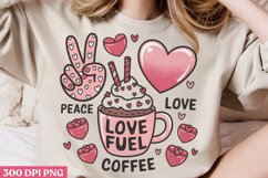 Peace love coffee PNG, Coffee Valentines day Sublimation Product Image 2