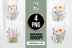 Wildflower Meadow Botanical Watercolor Clipart PNG Product Image 1