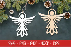 Christmas Angel laser SVG PNG| Christmas ornament Product Image 1
