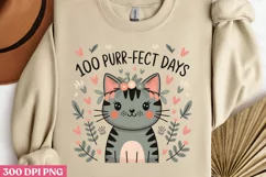 100 Purr-fect Days PNG,100 Days Of School Sublimat Product Image 2