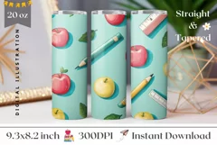 Kawaii School Tumbler Wrap, Back to School Sublimation Product Image 1