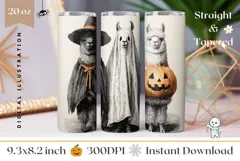 Vintage Halloween Tumbler Wrap, Cartoon Lama Tumbler Design Product Image 1