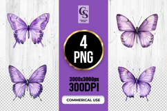 Purple Butterfly Watercolor Clipart Sublimation PNG Product Image 1