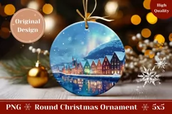 Winter Village Round Ornament, Winter Ornament Design Product Image 1