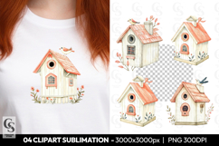 Cute Birdhouse Cottage Clipart Sublimation PNG Product Image 1