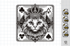 King Cat Playing Card - Regal Line Art Illustration Product Image 1