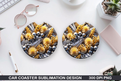 Flowers Car Coaster Sublimation| Flowers Coaster PNG Design Product Image 1