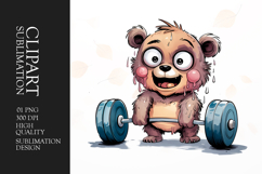 Grumpy Gym bear watercolor clipart sublimation Product Image 1