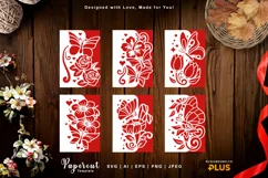Flowers and Butterflies - 6 Card Cover A5 Paper Cutting Set Product Image 1