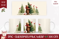 Cartoon Christmas Bear Mug Design, Christmas Mug Print Product Image 1