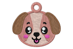 Cute Puppy Dog Face Keychain Embroidery Product Image 2