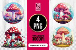 Red Fantasy Mushroom Clipart Sublimation PNG Product Image 1