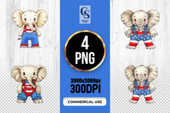 Cute Patriotic Elephant Watercolor Clipart PNG Product Image 1